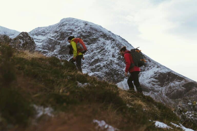 Trekking up a mountain