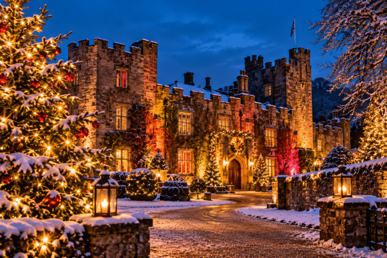 Muncaster Christmas Castle at Twilight